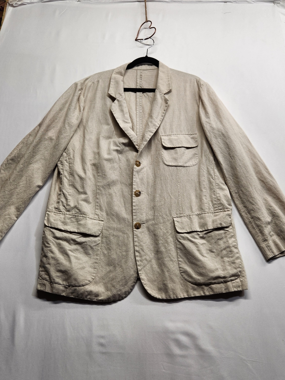 ⭐️Orvis Linen Cotton Blazer Sport Coat Jacket Beige Casual 48R